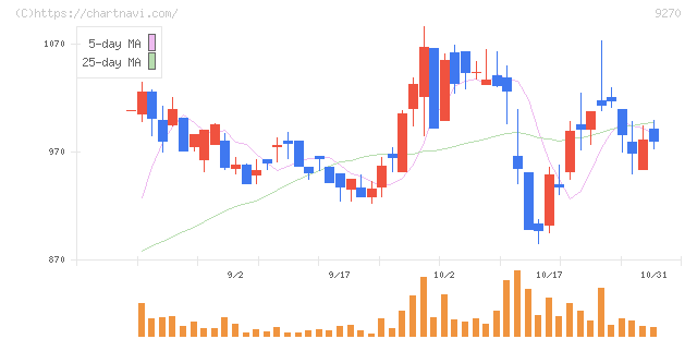 バリュエンスホールディングス(9270)の日足チャート