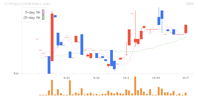 日本テクノ・ラボ(3849)の日足チャート