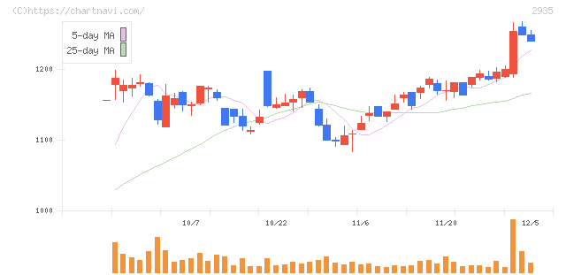 ピックルスホールディングス(2935)の日足チャート