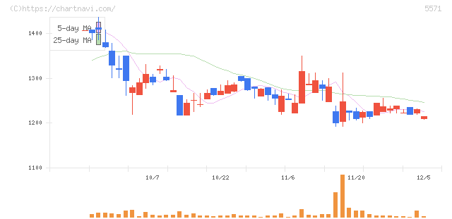 エキサイトホールディングス(5571)の日足チャート