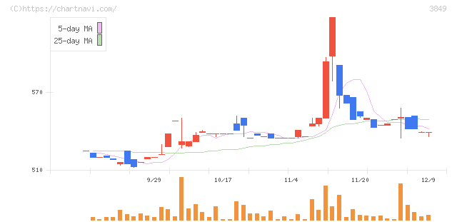 日本テクノ・ラボ(3849)の日足チャート