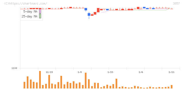 ラック(3857)の日足チャート