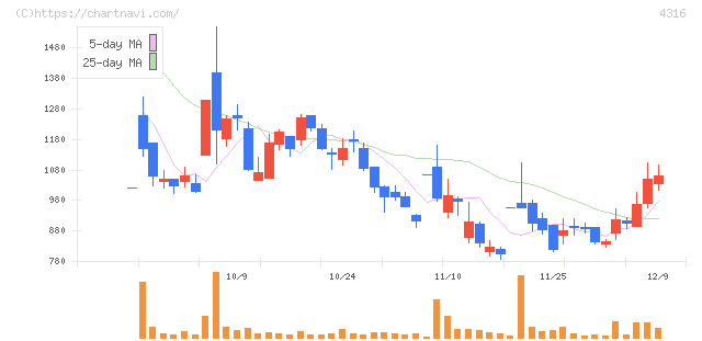 ビーマップ(4316)の日足チャート