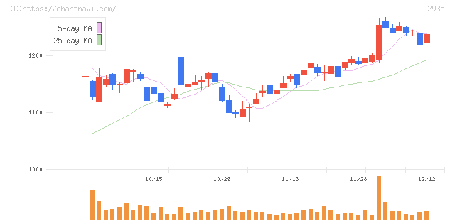 ピックルスホールディングス(2935)の日足チャート