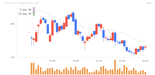 フェイスネットワーク(3489)の日足チャート
