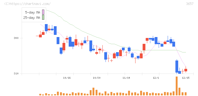 ポールトゥウィンホールディングス(3657)の日足チャート