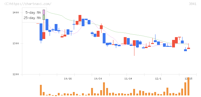 ジーダット(3841)の日足チャート