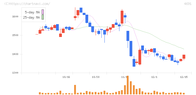 ワシントンホテル(4691)の日足チャート