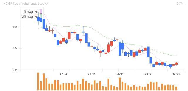 テスホールディングス(5074)の日足チャート