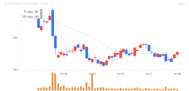 ＭｒＭａｘＨＤ(8203)の日足チャート