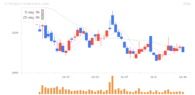 構造計画研究所ホールディングス(208A)の日足チャート