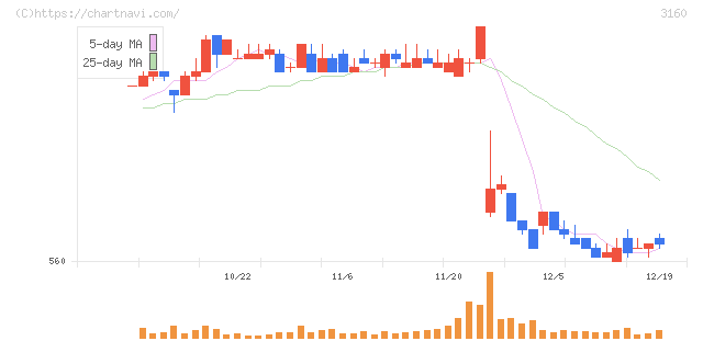 大光(3160)の日足チャート