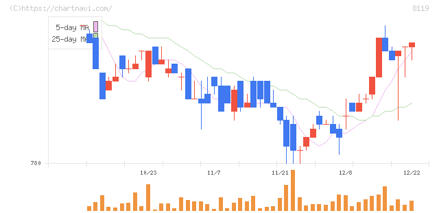 三栄コーポレーション(8119)の日足チャート