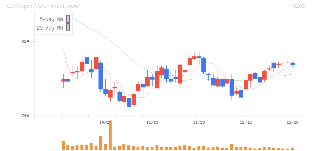 ＭｒＭａｘＨＤ(8203)の日足チャート