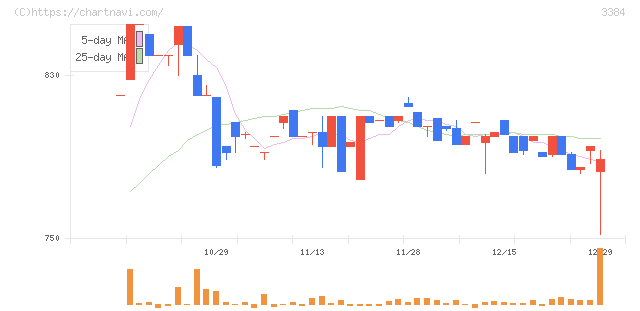 アークコア(3384)の日足チャート