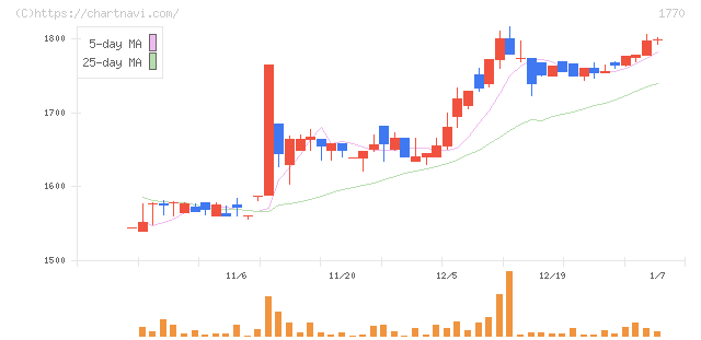 藤田エンジニアリング(1770)の日足チャート
