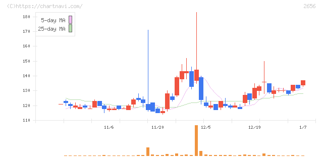ベクターホールディングス(2656)の日足チャート