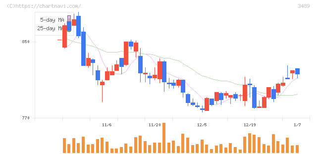 フェイスネットワーク(3489)の日足チャート