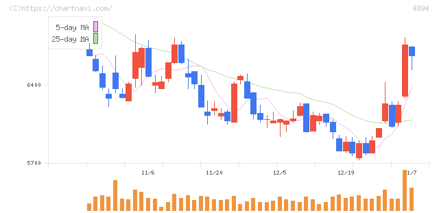 クオリプス(4894)の日足チャート