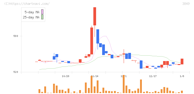 日本テクノ・ラボ(3849)の日足チャート