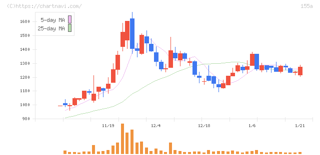 情報戦略テクノロジー(155A)の日足チャート