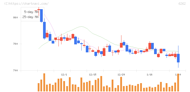 ＰＥＧＡＳＵＳ(6262)の日足チャート
