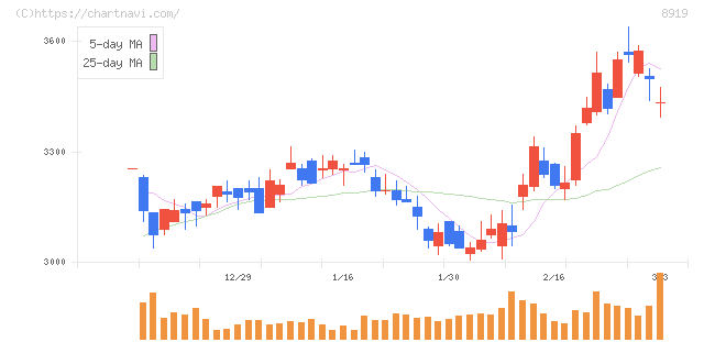 カチタス(8919)の日足チャート