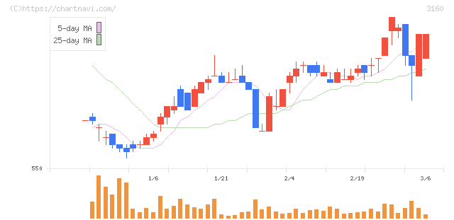 大光(3160)の日足チャート