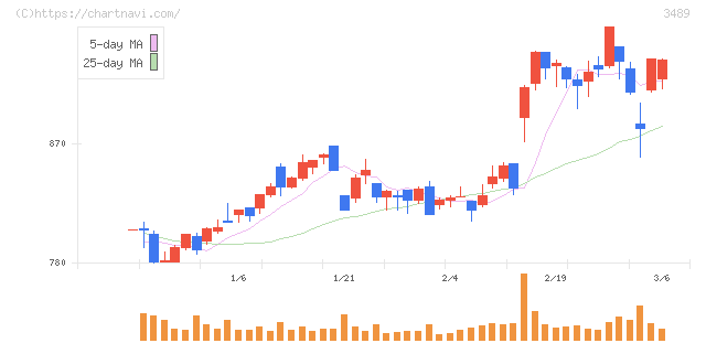 フェイスネットワーク(3489)の日足チャート