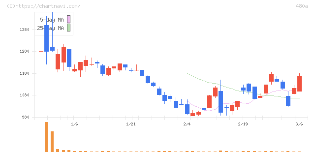 リブ・コンサルティング(480A)の日足チャート