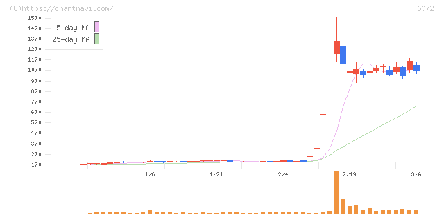 地盤ネットホールディングス(6072)の日足チャート