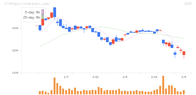 ピックルスホールディングス(2935)の日足チャート