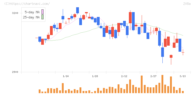 構造計画研究所ホールディングス(208A)の日足チャート