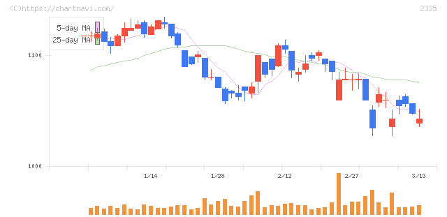 キューブシステム(2335)の日足チャート