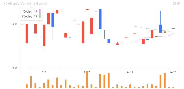 エージェント・インシュアランス・グループ(5836)の日足チャート