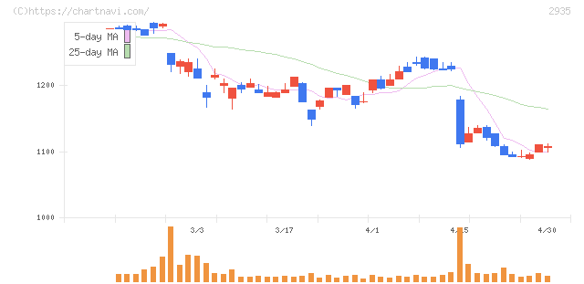 ピックルスホールディングス(2935)の日足チャート
