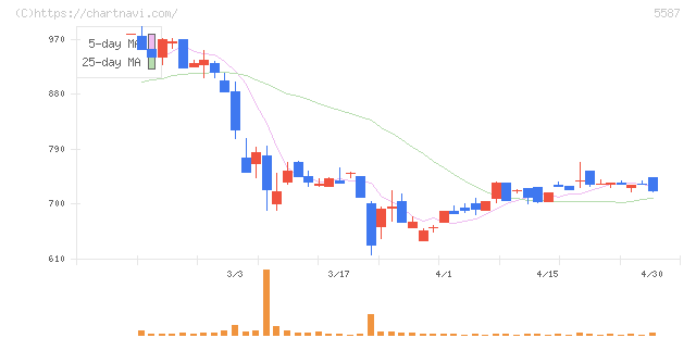 インバウンドプラットフォーム(5587)の日足チャート