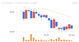 ビーグリー(3981)の日足チャート