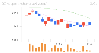 ビースタイルホールディングス(302A)の日足チャート