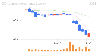 ラクーンホールディングス(3031)の日足チャート