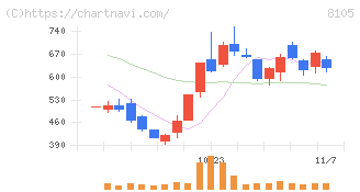 堀田丸正(8105)の日足チャート