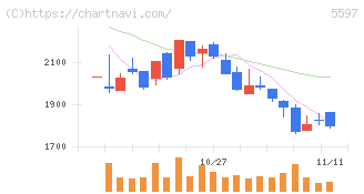 ブルーイノベーション(5597)の日足チャート