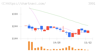 ウォンテッドリー(3991)の日足チャート