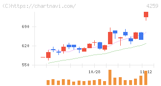エクサウィザーズ(4259)の日足チャート