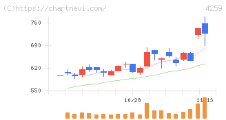 エクサウィザーズ(4259)の日足チャート