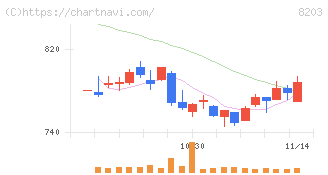 ＭｒＭａｘＨＤ(8203)の日足チャート