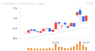 エクサウィザーズ(4259)の日足チャート