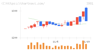 ビーグリー(3981)の日足チャート