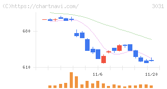 ラクーンホールディングス(3031)の日足チャート