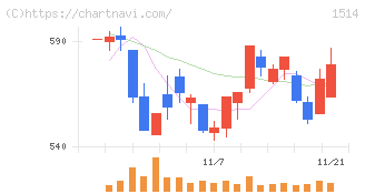 住石ホールディングス(1514)の日足チャート